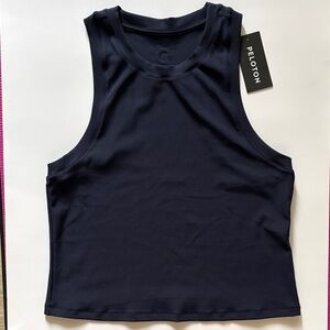 Peloton Navy Performance Rib High Neck Tank
